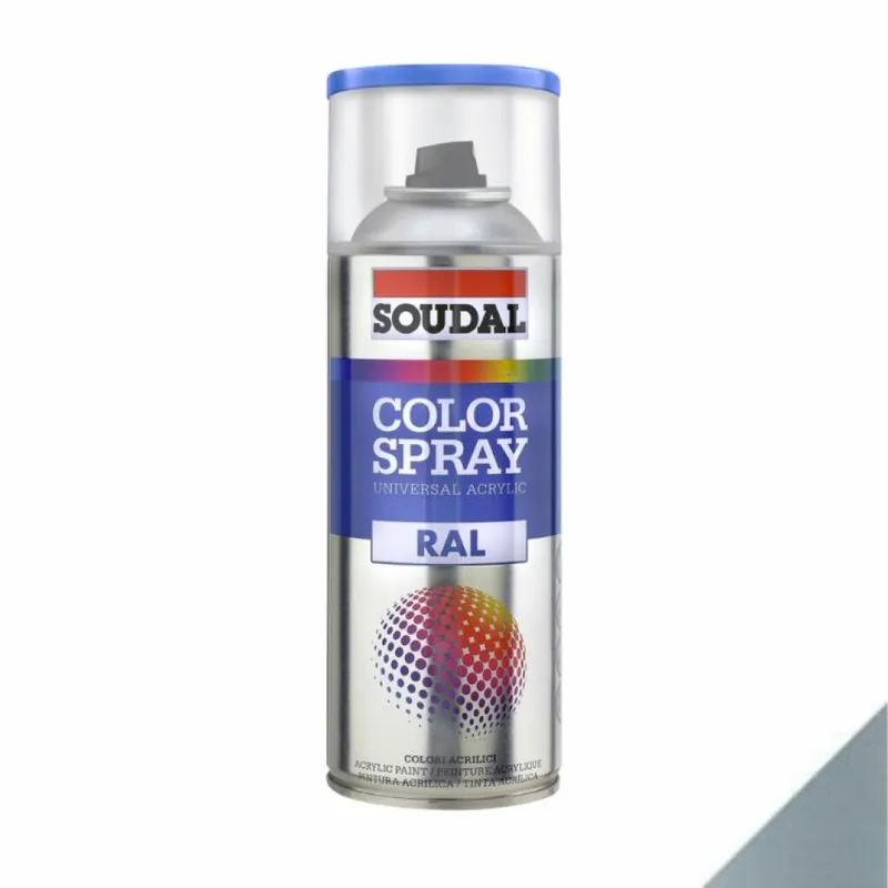 Aanbieding Smalto acrilico universale Color Spray RAL Soudal, formato 400 ml, colore Cromo Argento 3007