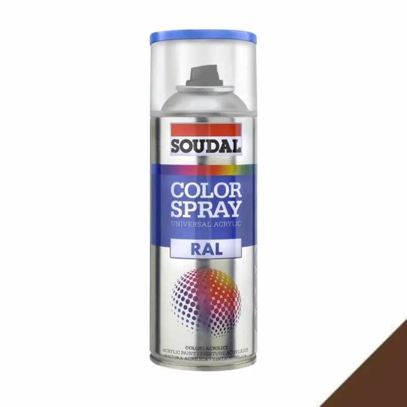 Fabrieksprijs Smalto acrilico universale Color Spray RAL Soudal, formato 400 ml, colore Bruno Noce