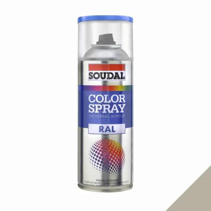 Smalto acrilico universale Color Spray RAL Soudal, formato 400 ml, colore Grigio Scuro 7032 Beperkt Aanbod