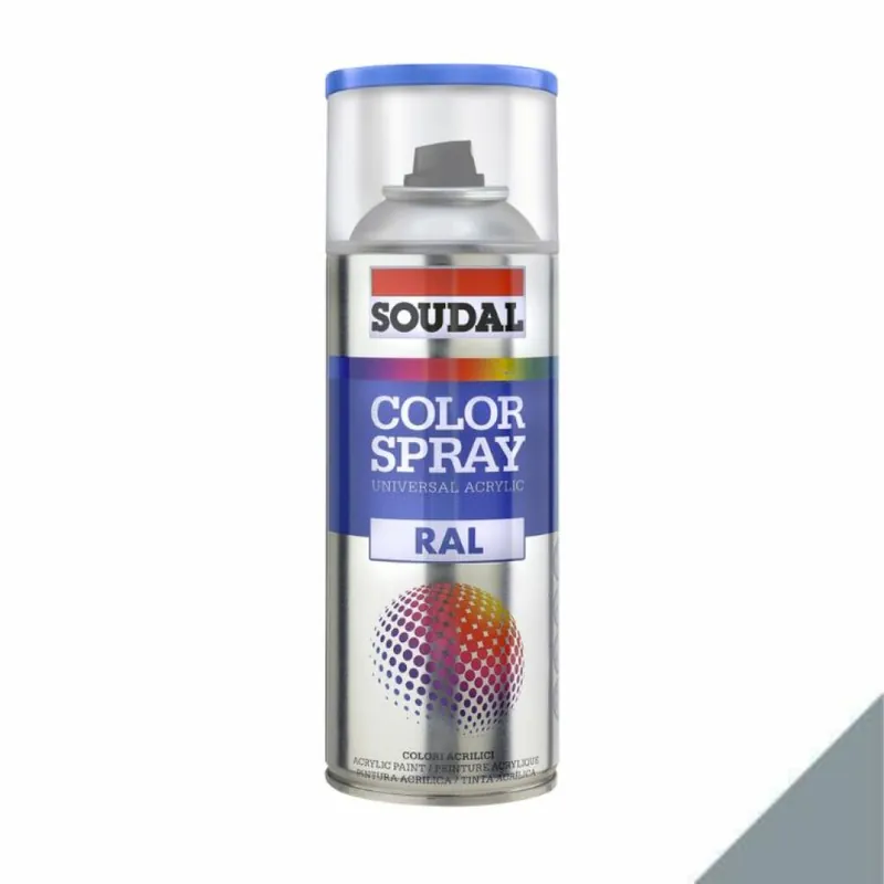 Smalto acrilico universale Color Spray RAL Soudal, formato 400 ml, colore Grigio Argento 7001 Uitverkoop