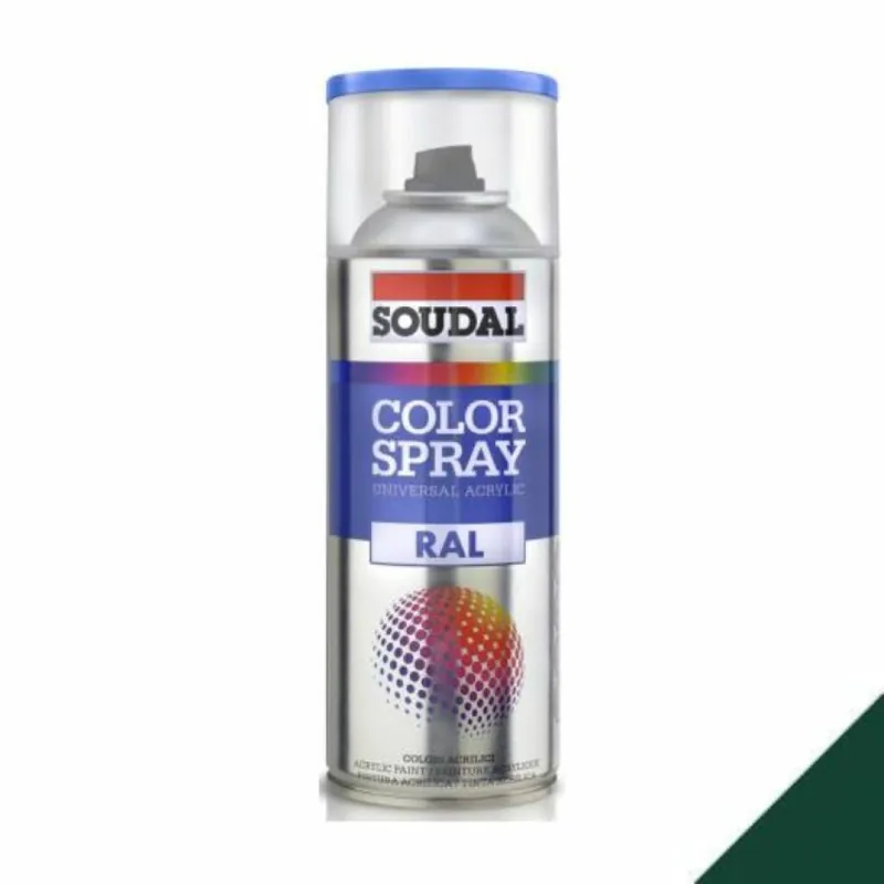 Smalto acrilico universale Color Spray RAL Soudal, formato 400 ml, colore Verde Muschio 6005 Rechtstreeks Van De Fabrikant