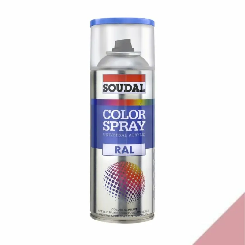 Smalto acrilico universale Color Spray RAL Soudal, formato 400 ml, colore Rosa 3015 Hoge Kwaliteit