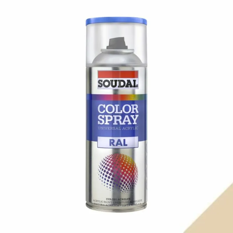 Smalto acrilico universale Color Spray RAL Soudal, formato 400 ml, colore Avorio Chiaro 1015 Fabrieksprijs