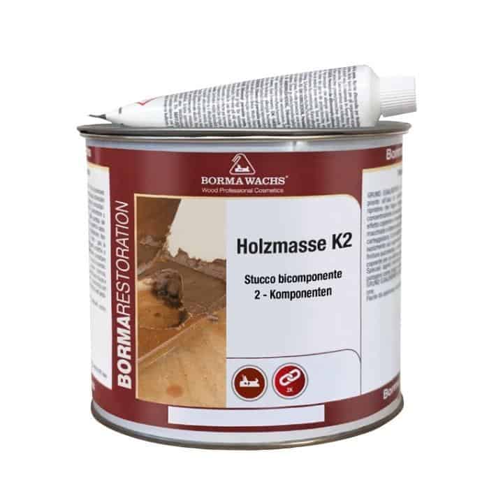 Laatste Versie Stucco Holzmasse K2 Borma Wachs 1960 per restauro legno, bicomponente, barattolo 750 ml, colore Trasparente