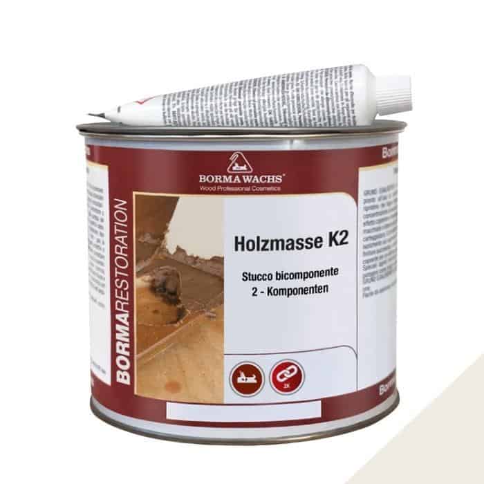 Gereduceerde Prijs Stucco Holzmasse K2 Borma Wachs 1960 per restauro legno, bicomponente, barattolo 750 ml, colore Bianco