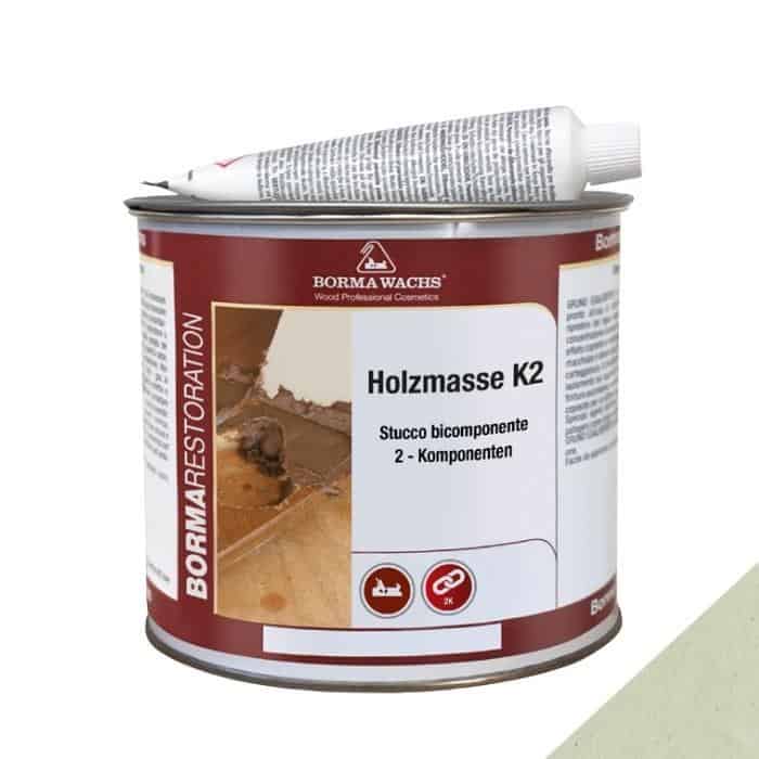 Fabrieksprijs Stucco Holzmasse K2 Borma Wachs 1960 per restauro legno, bicomponente, barattolo 750 ml, colore Legno chiaro