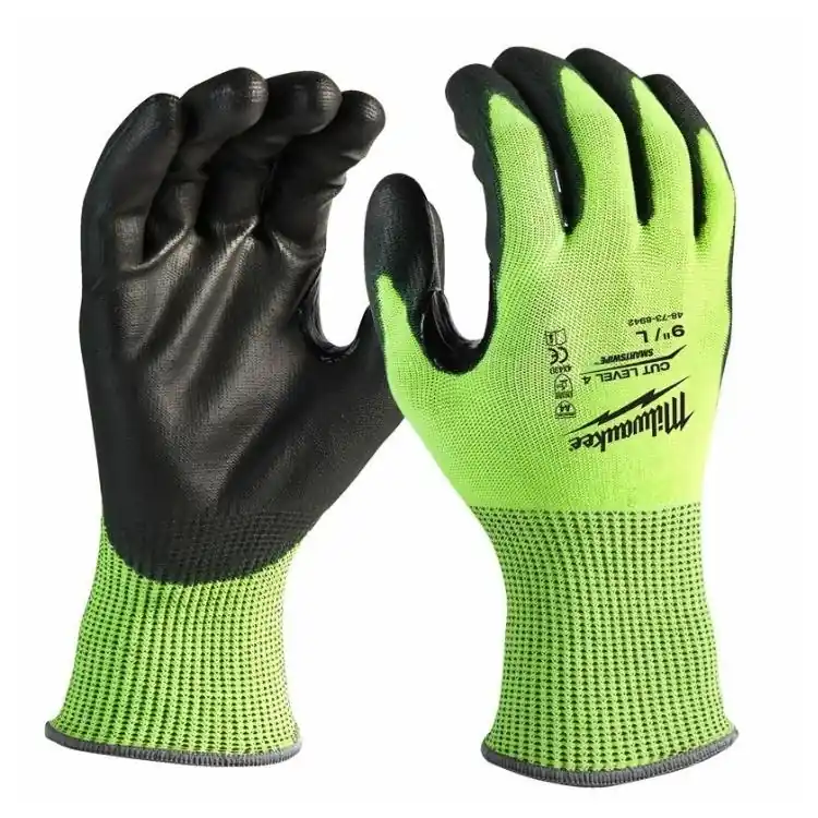 Guanti alta visibilità cat. 4 Milwaukee, fodera Fluorescente, anti-taglio, taglia 10/XL, con rinforzo in Nitrile Uitverkoop