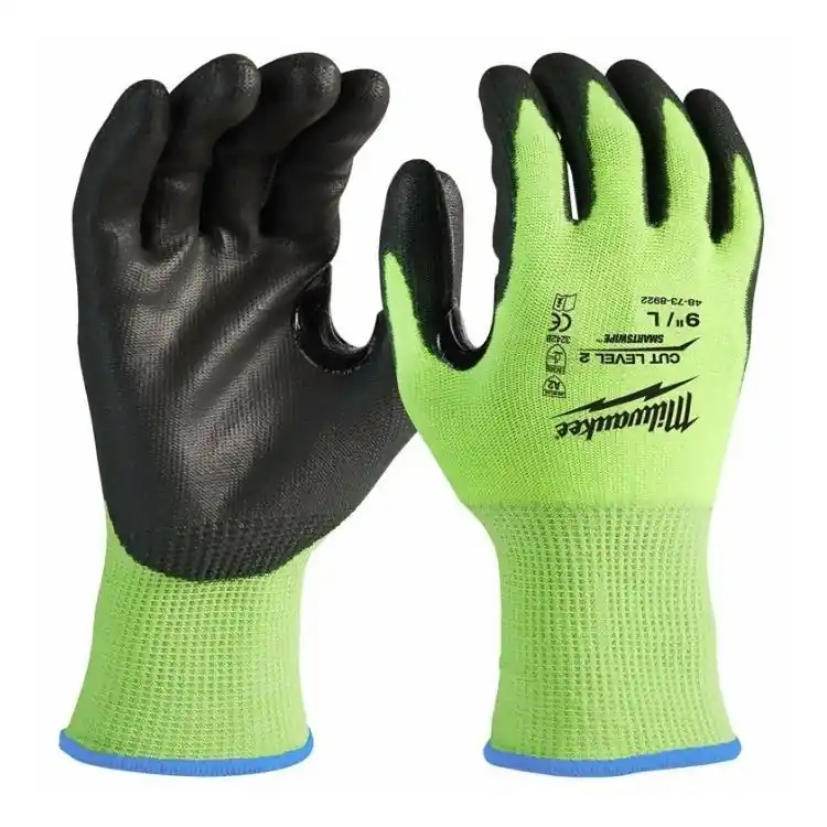 Laatste Versie Guanti alta visibilità cat. 2 Milwaukee, fodera Fluorescente, anti-taglio, taglia 7/S, con rinforzo in Nitrile