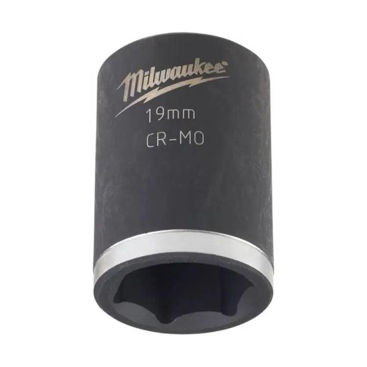 Bussola a macchina corta Milwaukee, attacco 1/2 pollici quadro, dimensione 19 mm, lunghezza 40 mm, in Lega di Acciaio Seizoensaanbieding