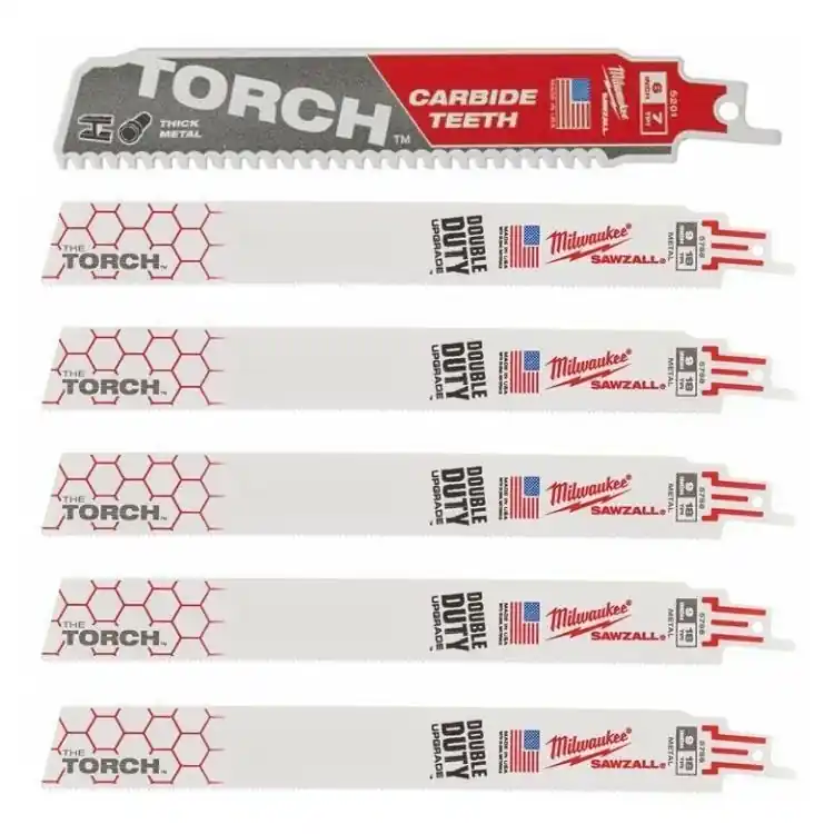 Fabrieksprijs Set 6 Lame da demolizione TORCH Milwaukee, taglio metallo, 5 230x18 Tpi + 1 TCT 150x8 mm in Carburo