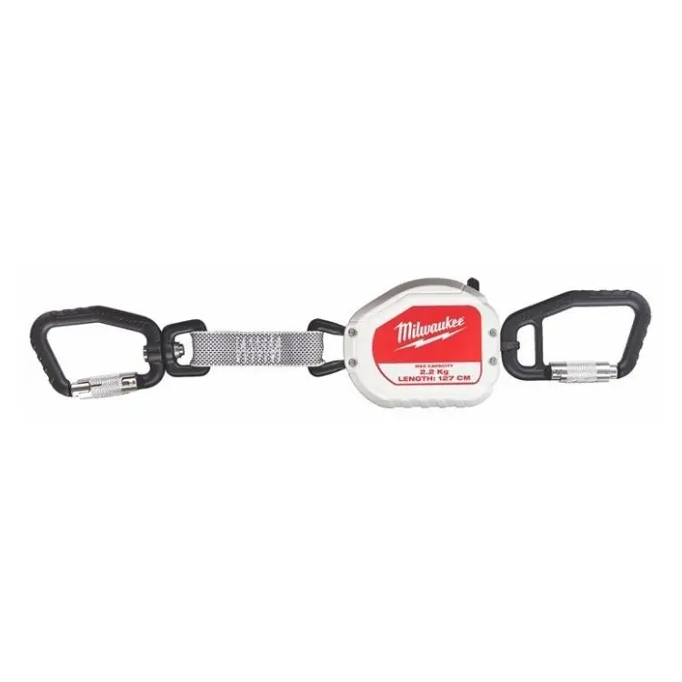 Exclusieve Aanbieding Laccio anticaduta retrattile Milwaukee per ancoraggio utensili, doppio moschettone, portata 2,2 Kg, estensione 1270 mm