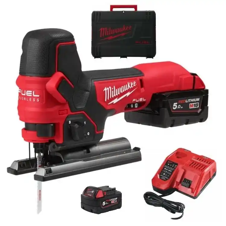 Lage Prijs Seghetto alternativo M18 FBJS-502X Fuel Milwaukee, corsa lama 25 mm, impugnatura a pomello, kit batteria 5 Ah
