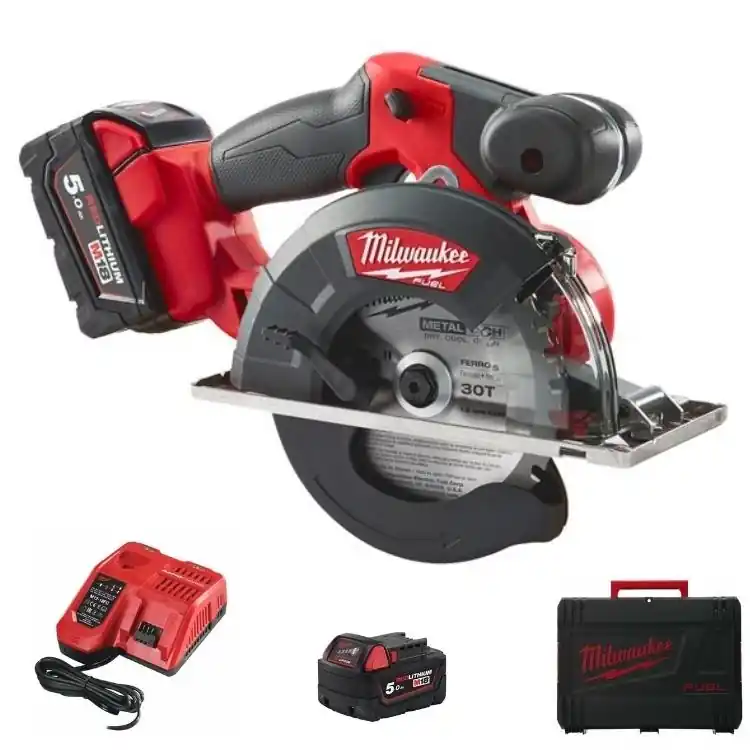Sega circolare M18 FMCS-502X Fuel Milwaukee per metallo, taglio fino a 57 mm, diametro lama 150 mm, kit batteria 5 Ah Laatste Kans
