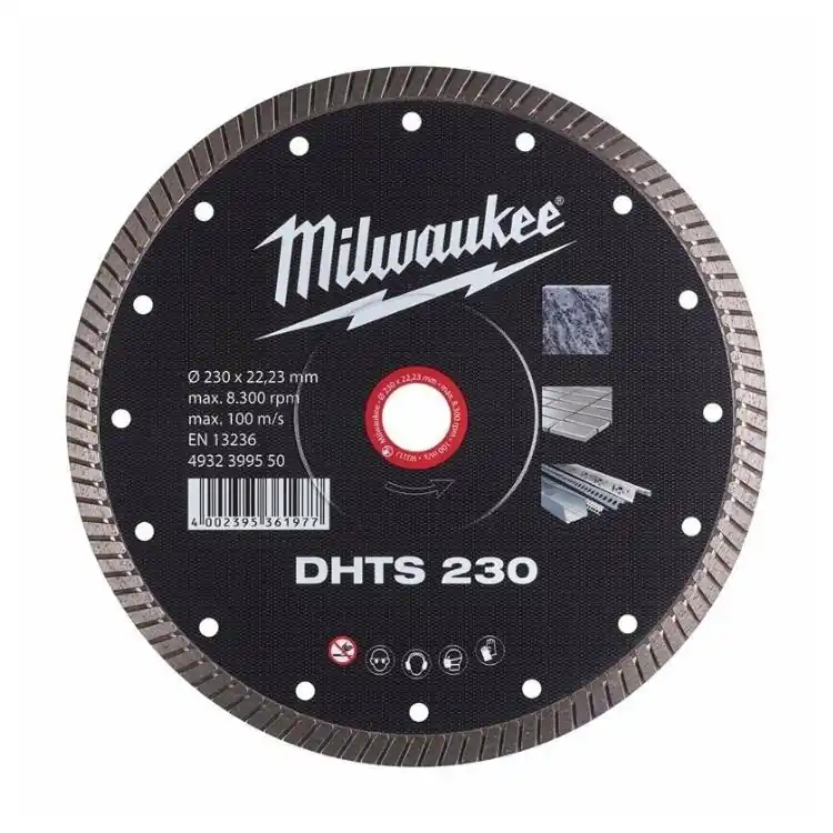 Gecertificeerd Disco diamantato DHTS Milwaukee per taglio gres porcellanato e granito, diametro 230 mm