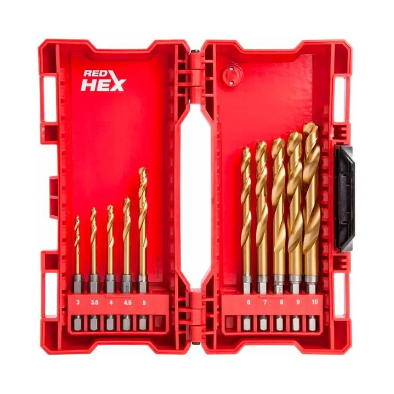 Korting Cassetta 19 punte Shockwave HSS-G Tin Red Hex Milwaukee per avvitatore, misura 2-10 mm, materiale Nitruro di Titanio