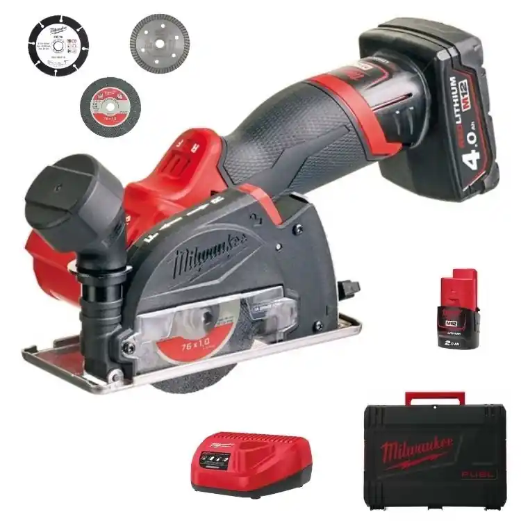 Mini Troncatrice multimateriale M12 FCOT-422X Fuel Milwaukee, per tagli fino a 16,3 mm, diametro disco 76 mm, kit batteria Beste Prijs