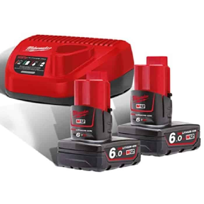 Kit caricabatterie Energy Pack M12 NRG 602 Milwaukee, 2 batterie M12 Li-ion 6,0 Ah, voltaggio 12V Veilige Betaling