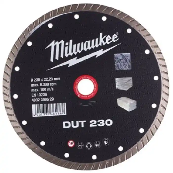 Disco diamantato DUT Milwaukee per taglio su materiale tenero, diametro 230 mm Premium