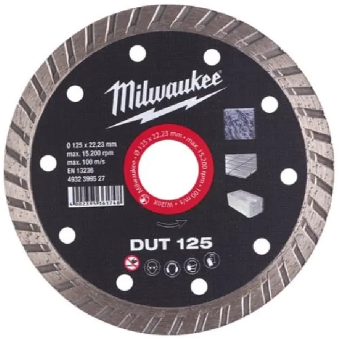 Disco diamantato DUT Milwaukee per taglio su materiale tenero, diametro 125 mm Nieuw