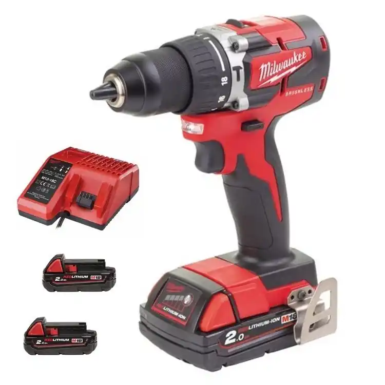 Trapano Avvitatore M18 CBLPD-203 Milwaukee, a percussione, 0-1800 giri/min, mandrino in Metallo da 13 mm, kit batteria 2 Ah Gereduceerde Prijs