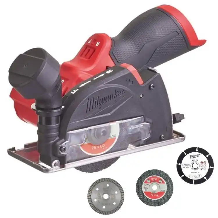 Mini Troncatrice multimateriale M12 FCOT-0 Fuel Milwaukee, per tagli fino a 16,3 mm, diametro disco 76 mm Aanbieding