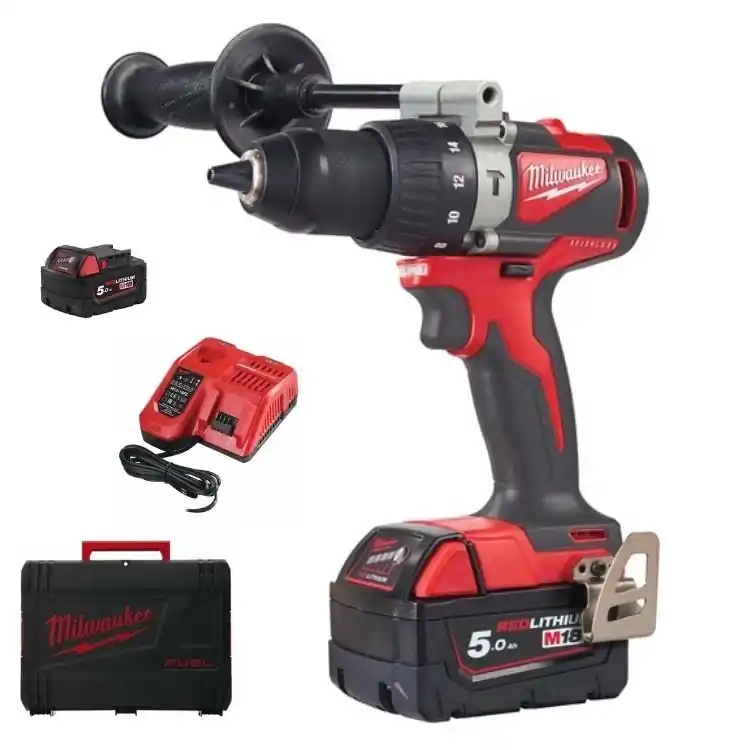 Trapano Avvitatore M18 BLPD2-502X Milwaukee, a percussione, 0-1800 giri/min, mandrino in metallo da 13 mm, kit batteria 5 Ah Meest Verkocht