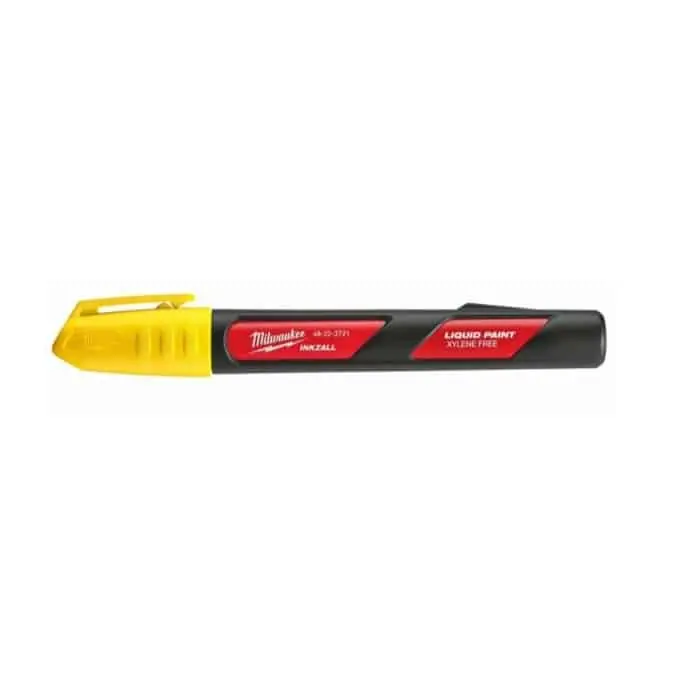 Pennarello indelebile vernice liquida Milwaukee, colore giallo, rivestimento metallo Weekendaanbieding