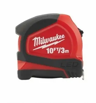 Flessometro serie Led Milwaukee, flessometro compact, diametro lama 12mm, lunghezza 3m, rivestimento Nylon Snelle Levering