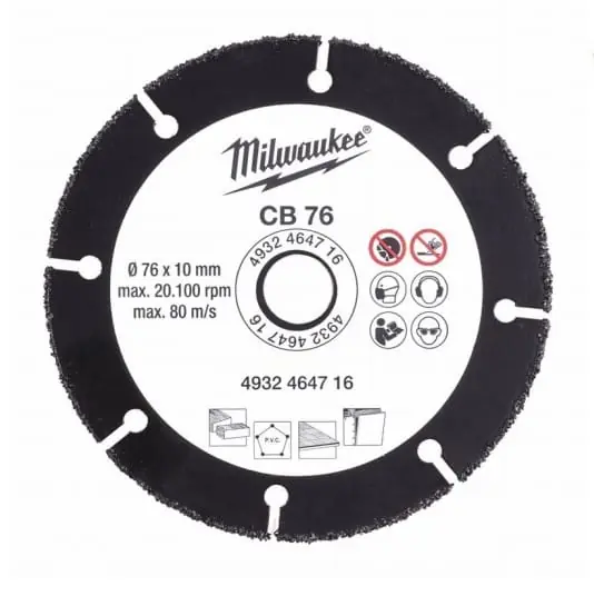 Hoge Kwaliteit Disco con riporto Milwaukee, disco da taglio diamantato, dimensioni 76 mm, disco in Carburo