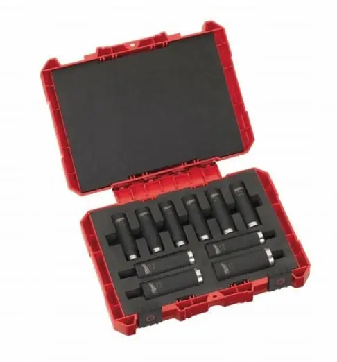 Laatste Kans Set bussole 10 pezzi a macchina lunghe 1/2 pollici Milwaukee, accessorio per l‘avvitatura, dimensioni 8 - 21 mm, lega di Acciaio