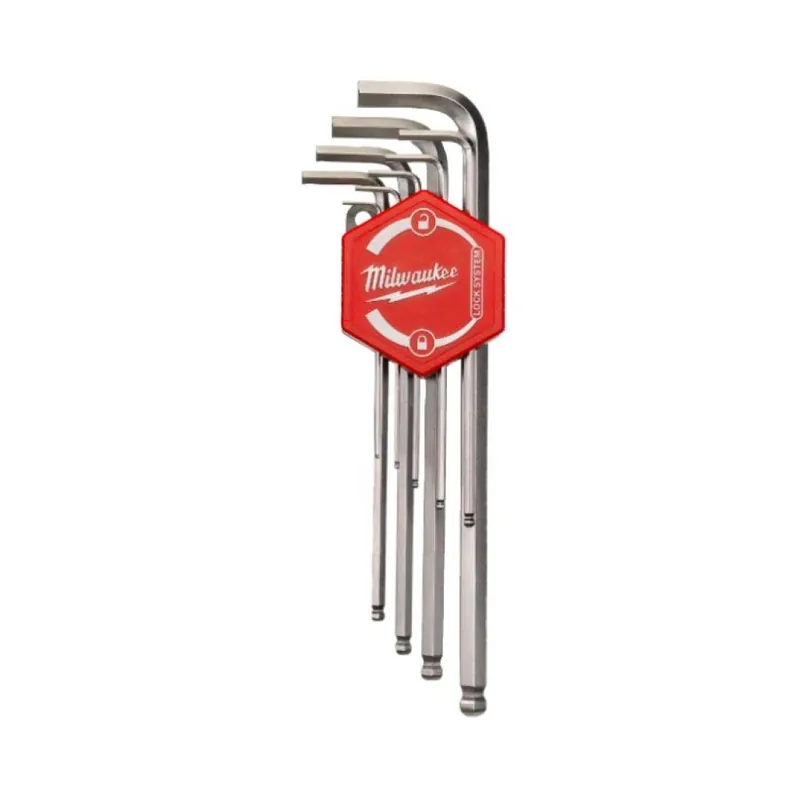 Set 9 chiavi esagonali Milwaukee per vite, lunghe con punta sferica, misure 1,5- 10 mm Korting