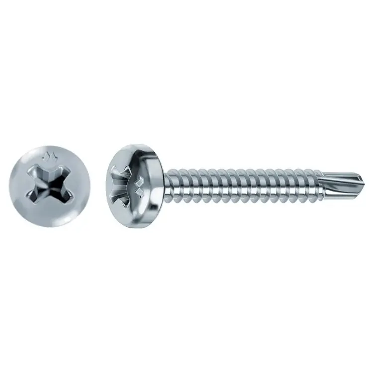 Vite TC Drillex Mustad per metallo, autoforante, impronta PH2, filetto totale, dimensioni 4,8x45 mm, finitura Zincata Bianca Weekendaanbieding