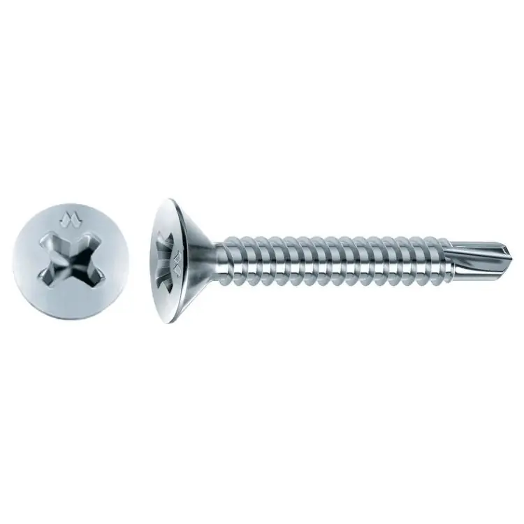 Vite TSP Drillex Mustad per metallo, autoforante, impronta PH2, filetto totale, dimensioni 4,8x45 mm, finitura Zincata Bianca Gecertificeerd
