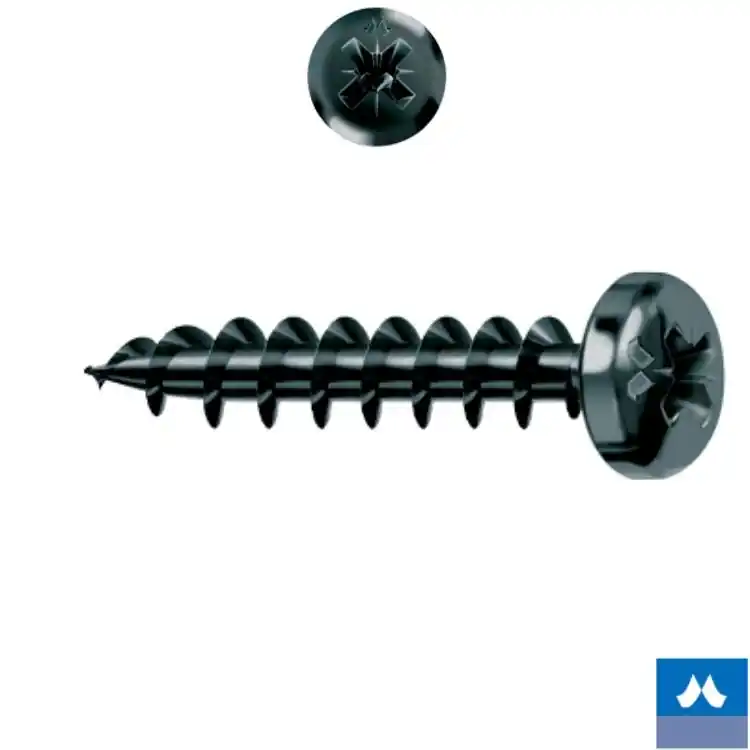 Actieprijs Vite TC 4x25 per legno, impronta croce PZ 2, filetto totale, Panelvit Mustad finitura Neroplus