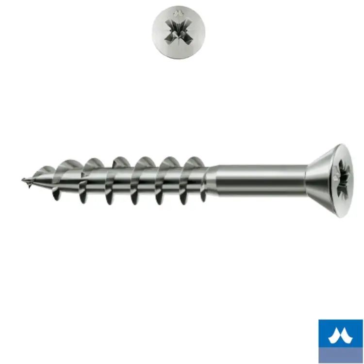 Beste Prijs Vite TPSR 4x30 per serramenti in legno, impronta croce PZ 2, filetto parziale 18 mm, Panelvit Mustad finitura Zinco Chromiting