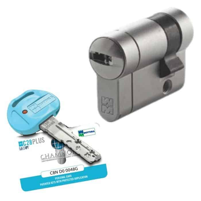 Betaalbaar Mezzo cilindro C28 Plus Mottura, per serratura spessore 14-20 mm, lunghezza 41 31-10 mm, finitura Nichelato