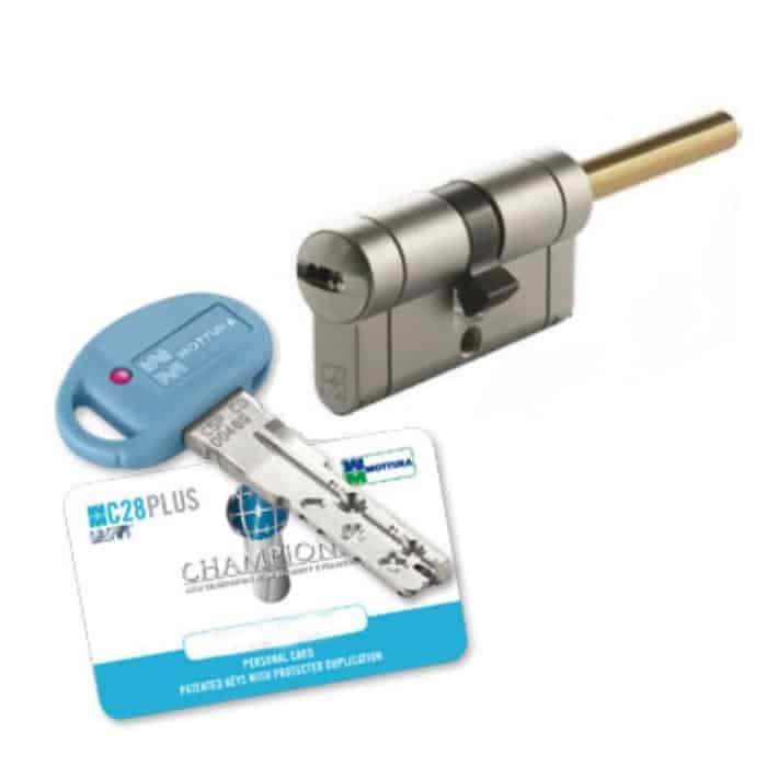 Weekendaanbieding Cilindro sicurezza MOTTURA Champions C28Plus, chiave/pomolo regolabile, lunghezza 82(51+31) mm, finitura nichelato