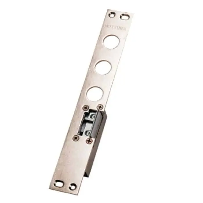 Beperkte Voorraad Ferrogliera elettrica Destra 94.077 Mottura, per serratura interasse 37 mm, leva di sblocco e antiripetitore, 12V CA, finitura Nichelato