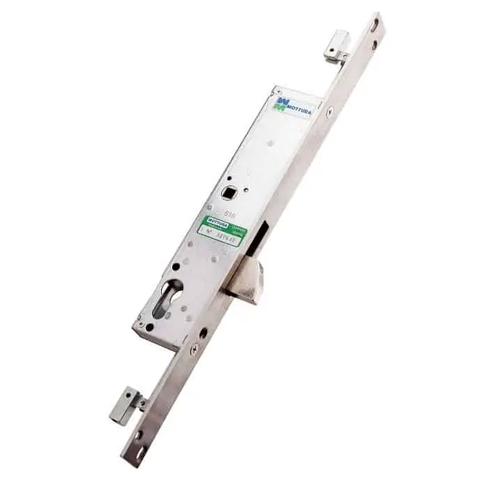 Alleen Vandaag Serratura 47.105 MOTTURA triplice, per tubolari da 50 mm, chiavistello con blocco, attacco aste M8, entrata con chiave e maniglia, finitura Inox