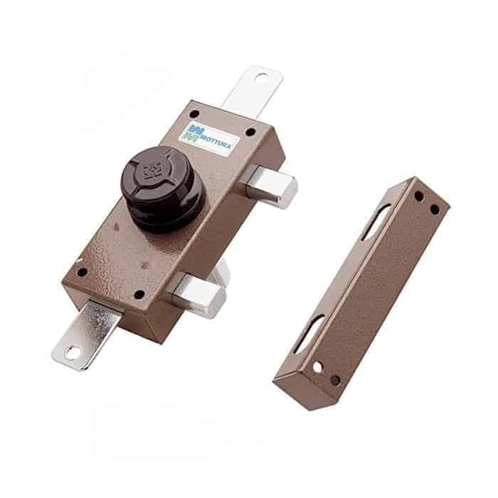 Bestel Nu Serratura Ferroglietto 34.329 SBC Mottura, triplice con pompa esterna 60x30 mm, interno con pomolo autobloccante, finitura Verniciato Simil Bronzo