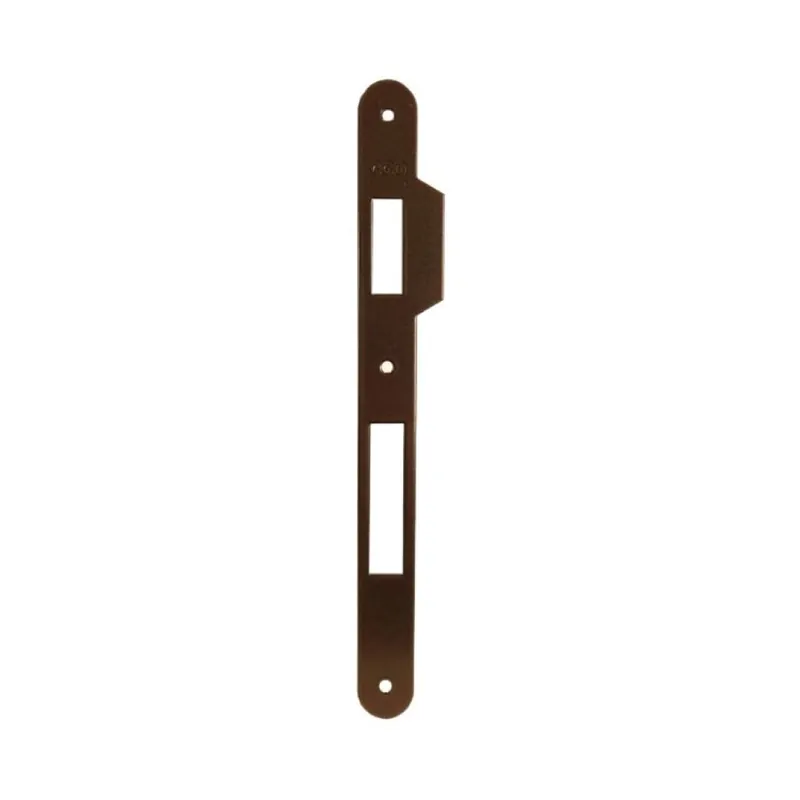 Incontro B00590.11 Agb per serratura Patent grande o Sicurezza, dimensione 238x22 mm, bordo tondo con aletta da 10 mm, Acciaio finitura Bronzato Verniciato Populair