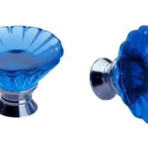 Bestel Nu Pomolo in vetro per mobile Cono rigato 34mm Blu