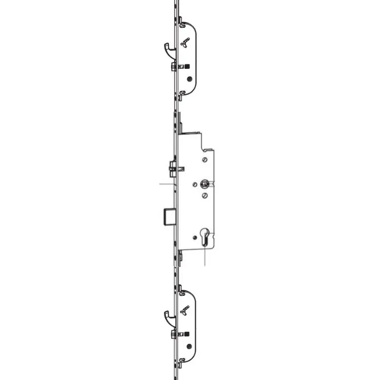 Actieprijs Serratura automatica 3 chiusure 232644 Maico, foro yale entrata 55 mm, dimensione 16x2200, con 2 scrocchi-ganci, finitura Argento