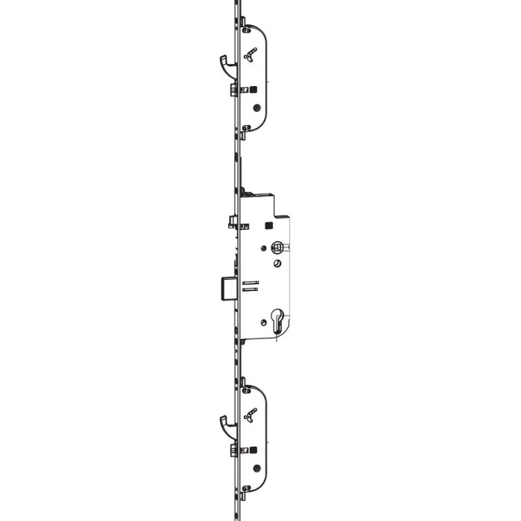 Aanbieding Serratura automatica 3 chiusure 231413 Maico, interasse 92 mm, foro yale entrata 50 mm, dimensione 16x2200, con 2 scrocchi-ganci, finitura Argento