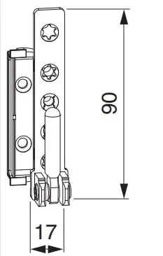 Supporto cerniera ad incasso DT 160 MULTI MATIC MAICO, aria 4 battuta 15 destro, finitura Argento Op = Op