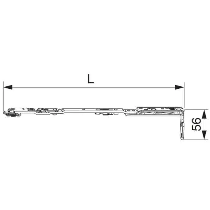 Weekendaanbieding Braccio forbice con supporto per aerezione a scomparsa Maico Multi Power, Sinistro, LBB 801-1300, scostamento 13, finitura Argento