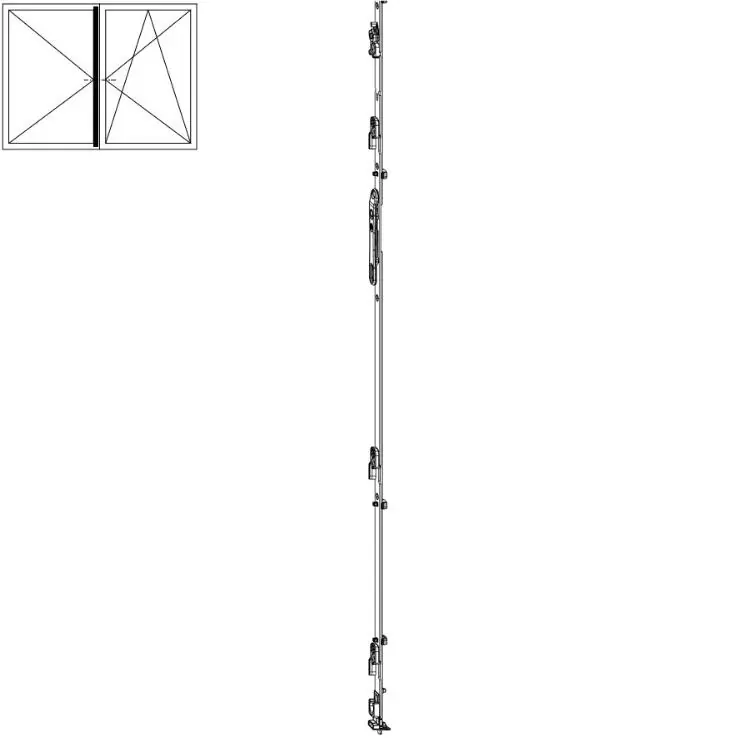 Asta a leva fix Multi-Matic Maico per cava ferramenta e bilanciere, 3 nottolini, HBB 1701-1950 mm, altezza maniglia 1050 mm, finitura Argento Rechtstreeks Van De Fabrikant