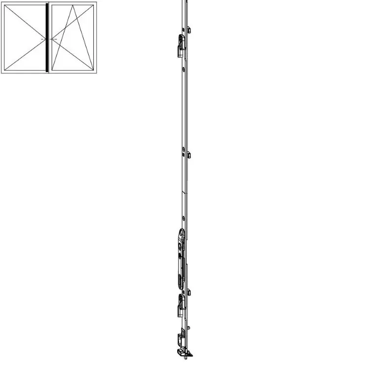 Asta a leva fix Multi-Matic Maico per cava ferramenta e bilanciere, 1 nottolino, HBB 1591-1700 mm, altezza maniglia 500 mm, finitura Argento Rechtstreeks Van De Fabrikant