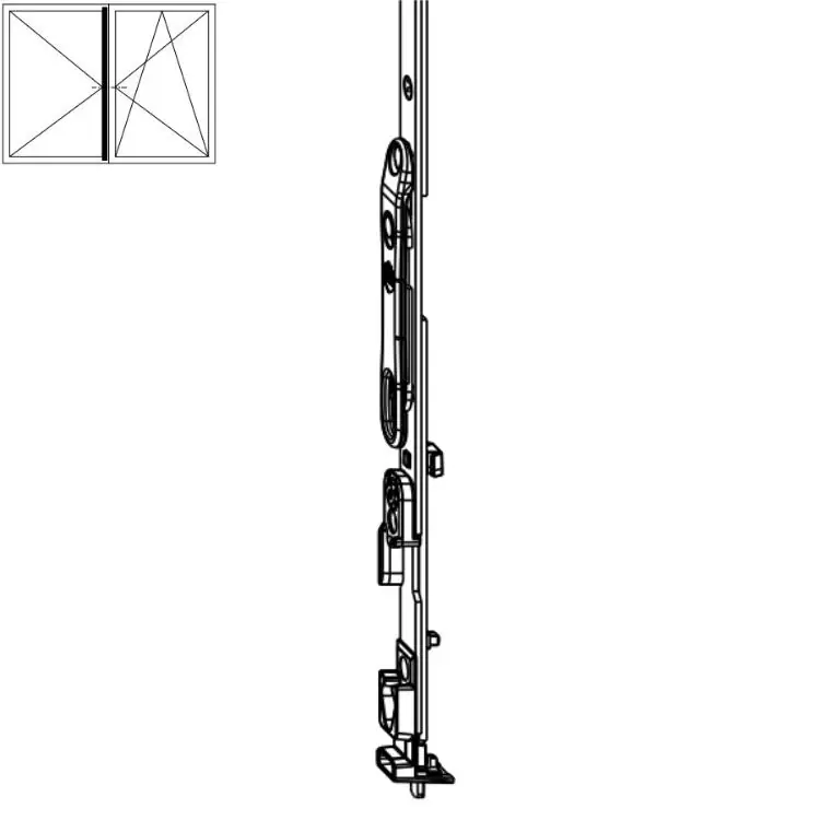 Asta a leva fix Multi-Matic Maico per cava ferramenta e bilanciere, 1 nottolino, HBB 1091-1340 mm, altezza maniglia 400 mm, finitura Argento Merkproduct