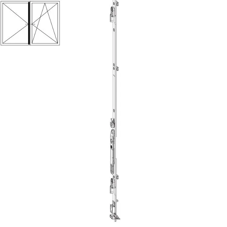 Tijdelijk Beschikbaar Asta a leva fix Multi-Matic Maico per cava ferramenta e bilanciere, 1 nottolino, HBB 841-1090 mm, altezza maniglia 400 mm, finitura Argento